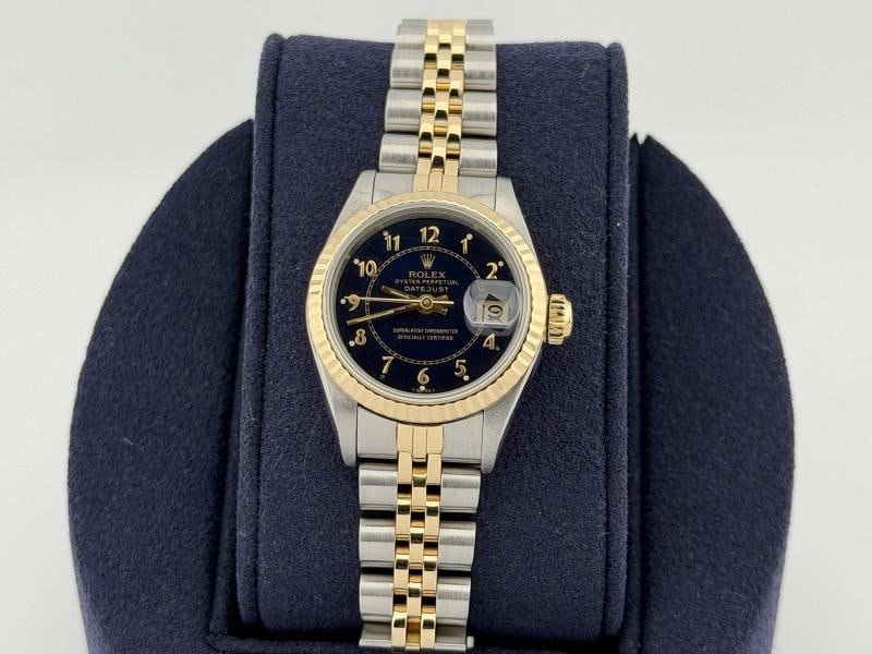 Rolex Lady Datejust 69173 Blue Boiler Gauge Dial 18k Yellow Gold Steel Jubilee - 7