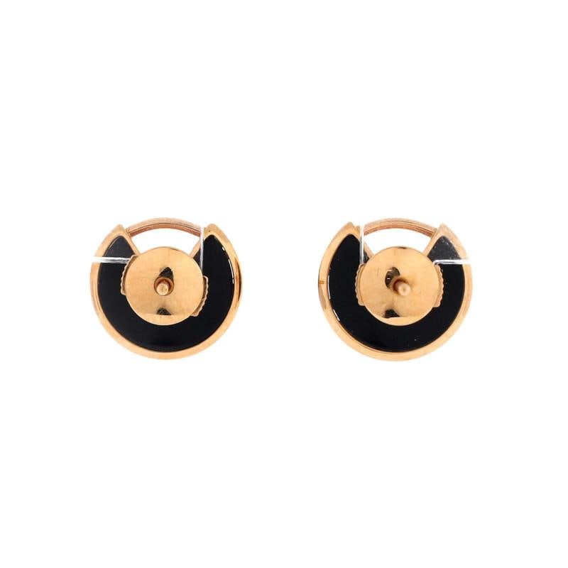 Cartier Amulette Stud Earrings 18K Rose Gold with Diamond and Onyx XS - 3