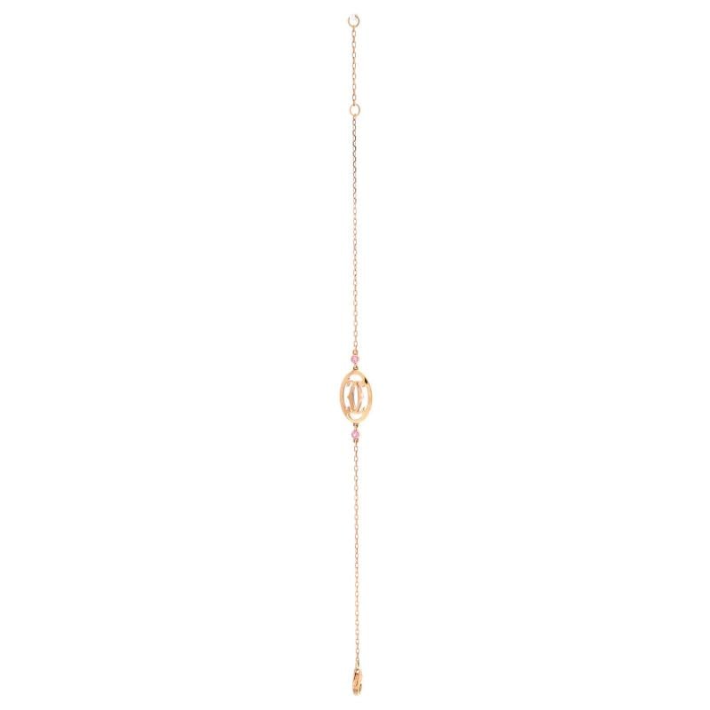 Cartier Double C Logo Bracelet 18K Rose Gold with Pink Sapphires - 3