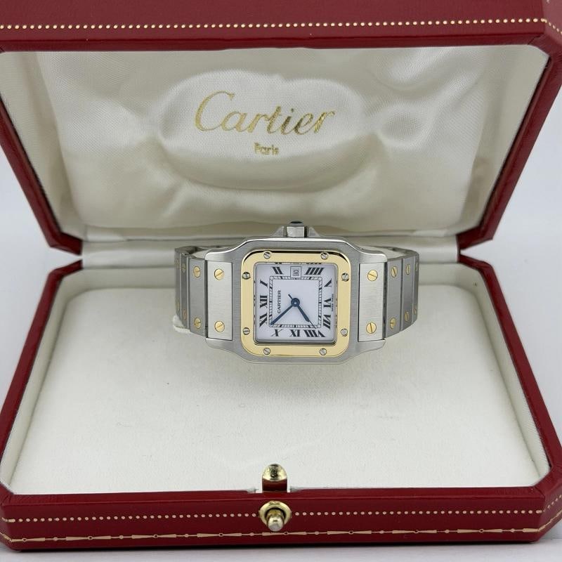 Cartier Santos Carree 2961 29mm White Roman Dial 18k Gold Steel Service Receipt - 13