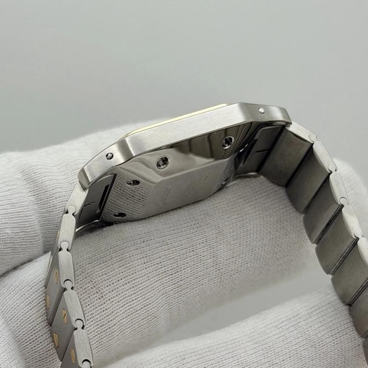 Cartier Santos Carree 2961 29mm White Roman Dial 18k Gold Steel Service Receipt - 14