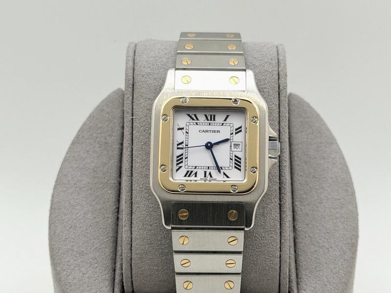 Cartier Santos Carree 2961 29mm White Roman Dial 18k Gold Steel Service Receipt - 2