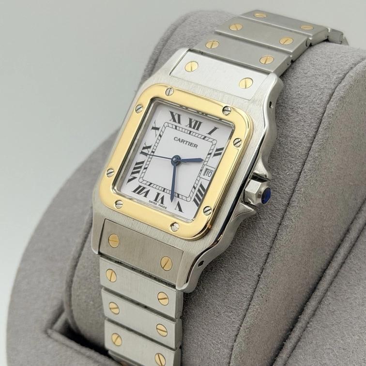 Cartier Santos Carree 2961 29mm White Roman Dial 18k Gold Steel Service Receipt - 3