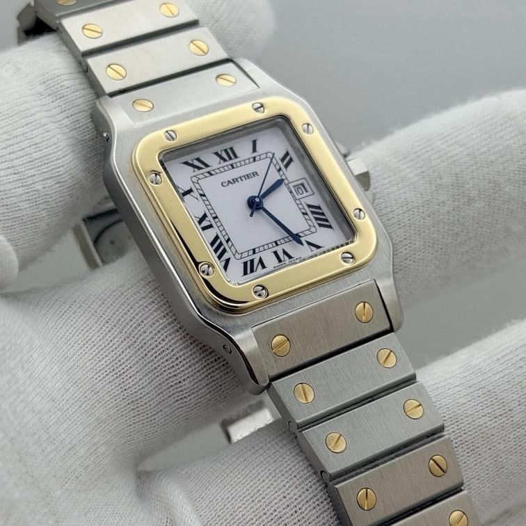 Cartier Santos Carree 2961 29mm White Roman Dial 18k Gold Steel Service Receipt - 4