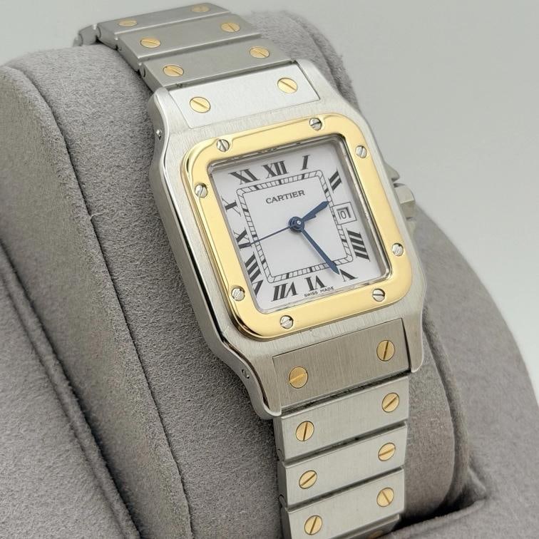 Cartier Santos Carree 2961 29mm White Roman Dial 18k Gold Steel Service Receipt - 5