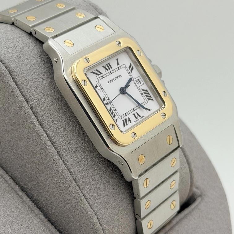Cartier Santos Carree 2961 29mm White Roman Dial 18k Gold Steel Service Receipt - 6