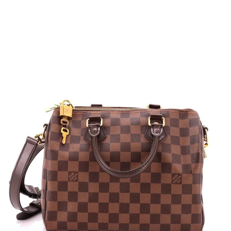 Louis Vuitton Speedy Bandouliere Bag Damier 25: Condition: Pre-owned - Good,Brand: Louis Vuitton,Exterior Material: Canvas Coated,Style: Satchels,Exterior Color: Brown,Department: Women,Size: 25,Accessories: Dust Bag, Keys, Lock, With Strap Conditi