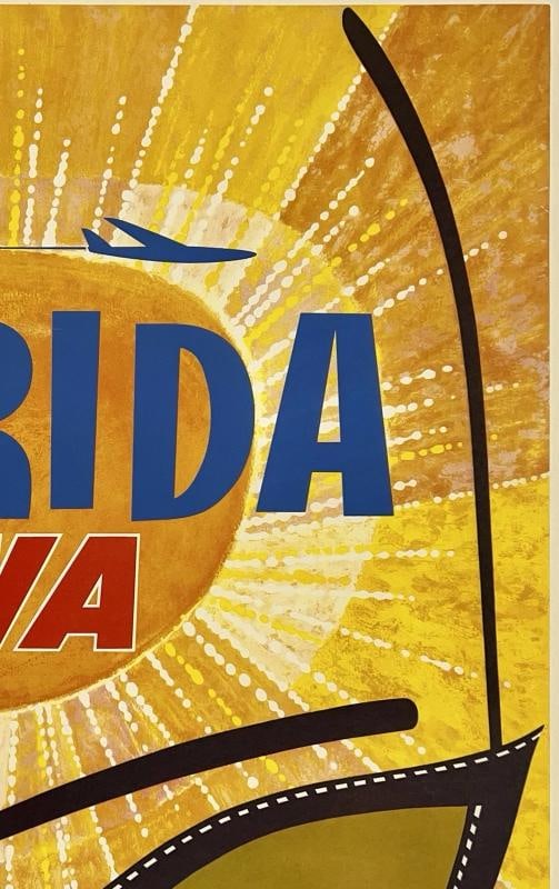 Original Vintage Poster FLORIDA FLY TWA Airline Travel Tourism David Klein LINEN - 3