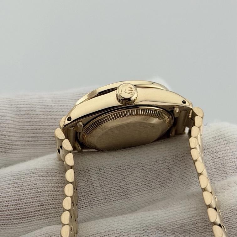 Rolex Ladies President Datejust 6917 Black Dial 18k Gold Diamond Ruby Bezel - 8