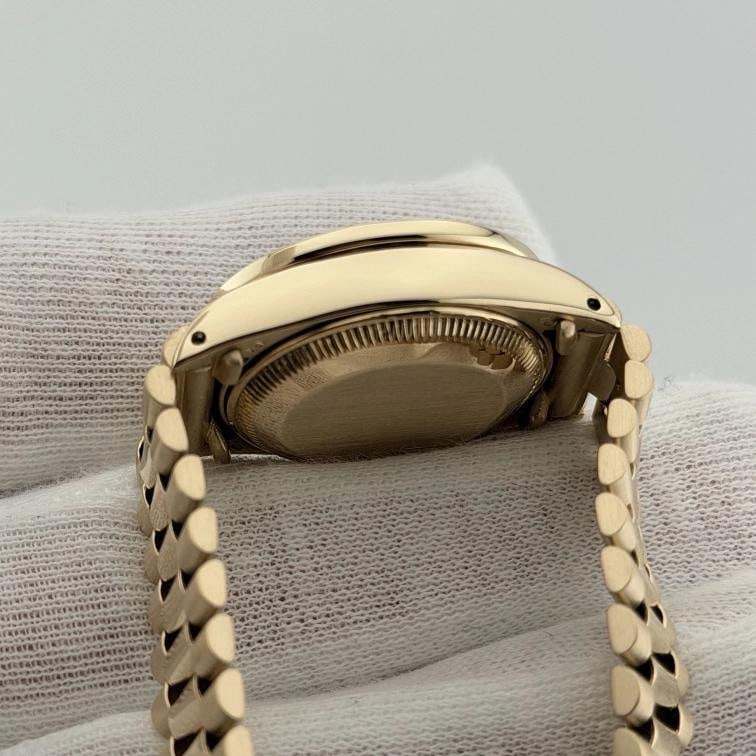 Rolex Ladies President Datejust 6917 Black Dial 18k Gold Diamond Ruby Bezel - 9