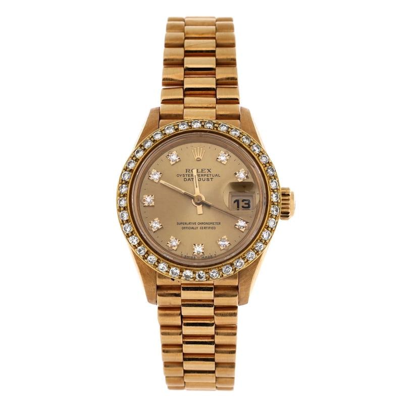 Rolex Oyster Perpetual President Datejust Automatic Watch Yellow Gold: Condition: Pre-owned - Good,Brand: Rolex,Department: Women,Type: Watch,Style: W, A, T, C, H,Movement: Automatic,Band Color: Gold,Band Material: 18 K Yellow Gold,Case Material: 18 K Yellow Gold