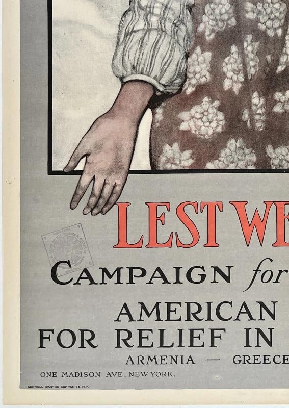 Original Vintage Poster LEST WE PERISH AMERICAN COMMITTEE Armenia World War I OL - 4