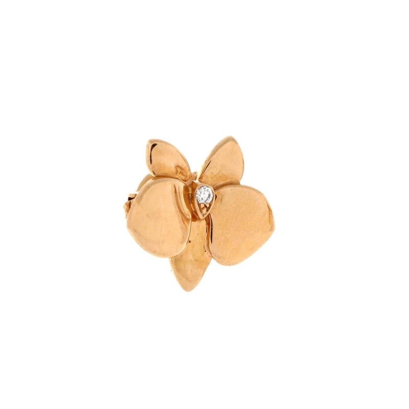 Cartier Caresse D'Orchidees Stud Earrings 18K Rose Gold with Diamonds - 2