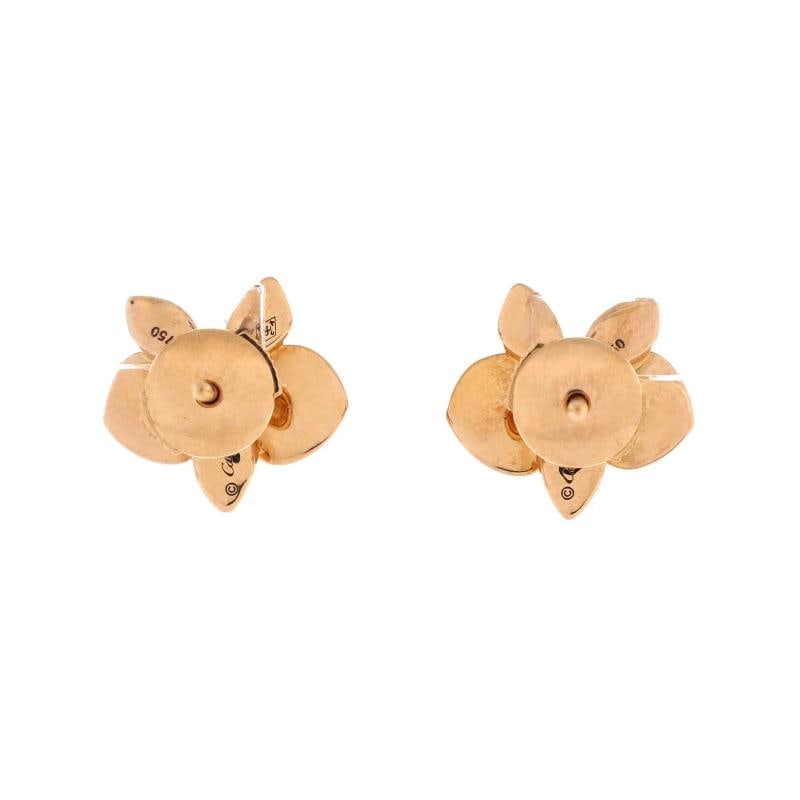 Cartier Caresse D'Orchidees Stud Earrings 18K Rose Gold with Diamonds - 3