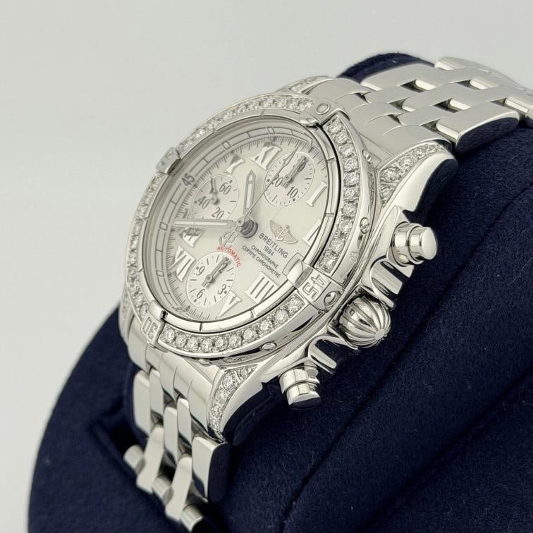 Breitling Chrono Cockpit A13357 39mm Diamond Bezel and Lugs White Dial Steel - 7