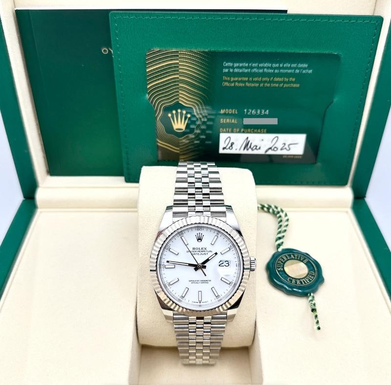2025 Rolex Datejust 41 126334 White Dial 18k Gold Bezel Steel Jubilee Box Paper - 2