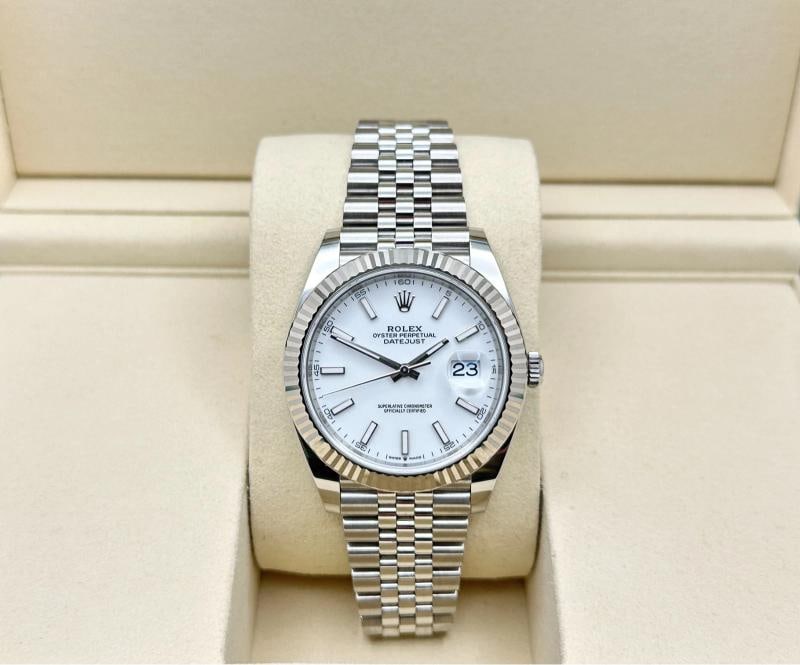 2025 Rolex Datejust 41 126334 White Dial 18k Gold Bezel Steel Jubilee Box Paper - 3