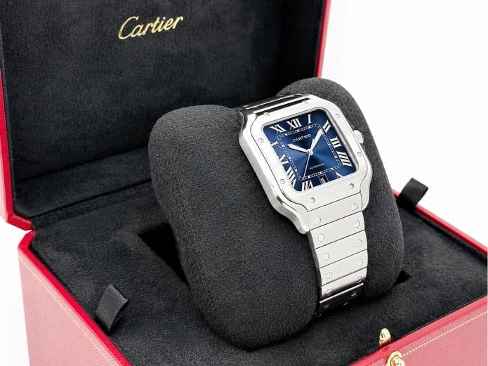 2025 Cartier Santos Large Blue Dial 4072 WSSA0071 39.8mm Steel Box Paper - 5