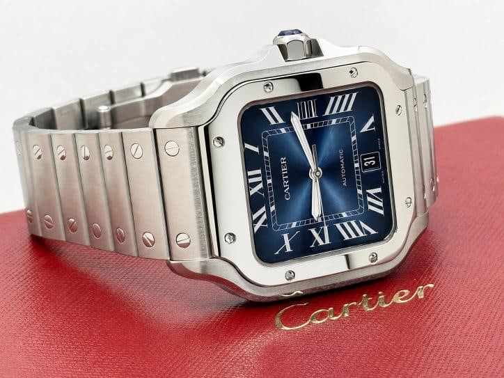 2025 Cartier Santos Large Blue Dial 4072 WSSA0071 39.8mm Steel Box Paper - 7