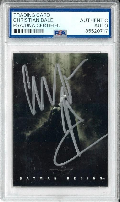 Christian Bale Signed Autograph Slabbed Topps Batman Begins Card PSA DNA: Industry: Movies,Personalize: No,Movie: Batman Begins,Signed by: Christian Bale,Signed: Yes,Autograph Authentication: Professional Sports (PSA/DNA),Original/Reproduction: Original,Country of Origin: U
