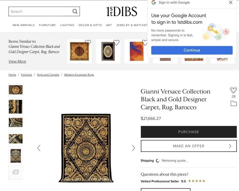 VERSACE STYLE RUG 100% WOOL HAND KNOTTED SZ 4FT BY 6FT BLACK GOLD BAROQUE - 14