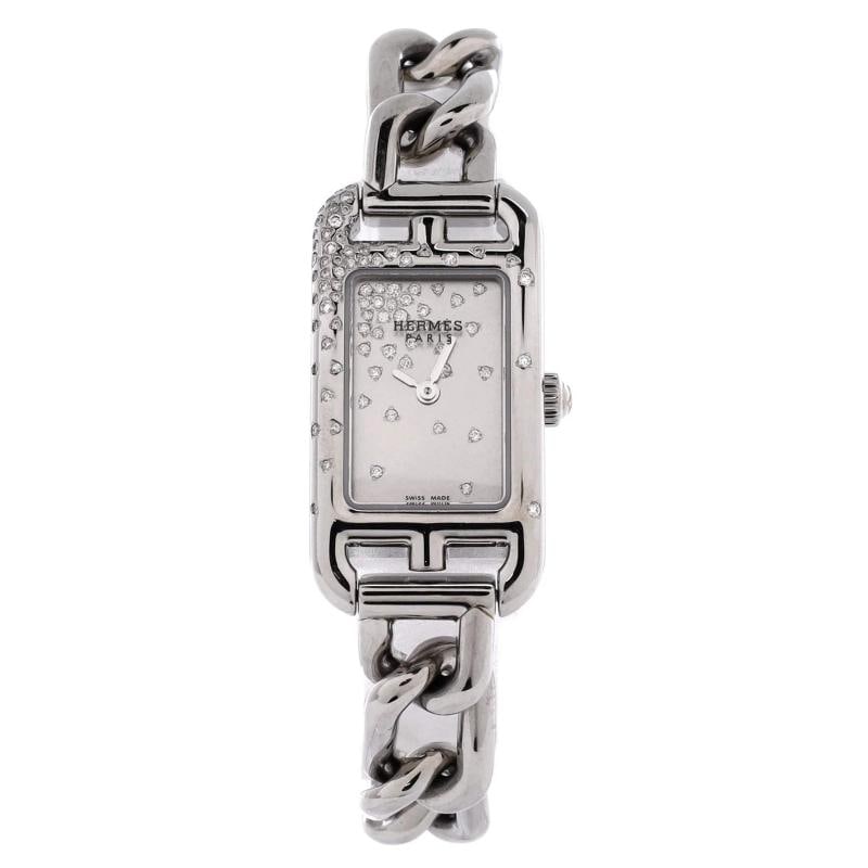 Hermes Nantucket Jete de Diamants Quartz Watch Stainless Steel with Diamonds 17: Condition: Pre-owned - Good,Brand: Hermes,Department: Women,Type: Watch,Style: W, A, T, C, H,Movement: Quartz,Band Color: Silver,Band Material: Stainless Steel,Case Material: Stainless Steel With Diam