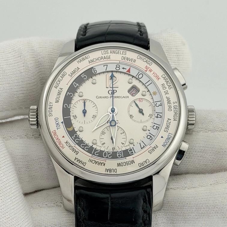 Girard Perregaux World Time Chrono WW.TC 49805 43mm White Dial Steel Box Paper - 2