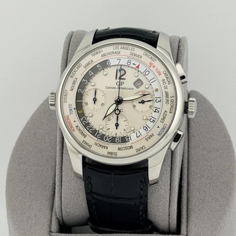 Girard Perregaux World Time Chrono WW.TC 49805 43mm White Dial Steel Box Paper - 5