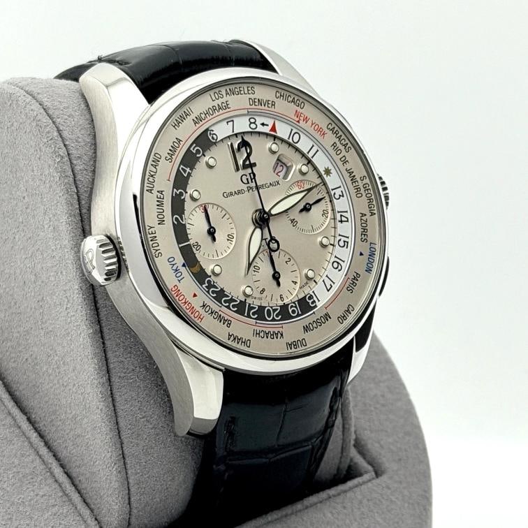 Girard Perregaux World Time Chrono WW.TC 49805 43mm White Dial Steel Box Paper - 7