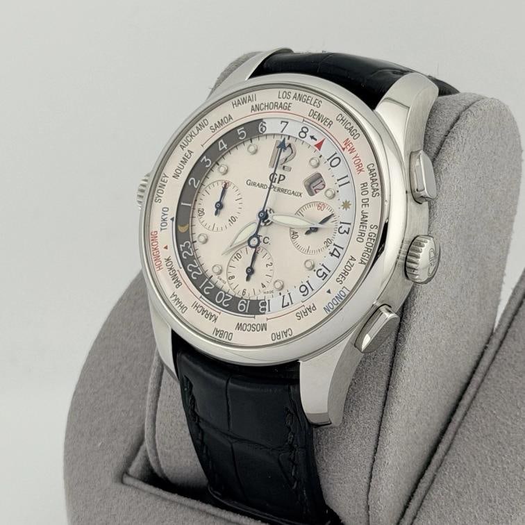 Girard Perregaux World Time Chrono WW.TC 49805 43mm White Dial Steel Box Paper - 8