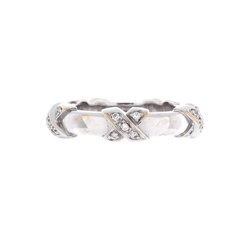 Tiffany & Co. Signature X Band Ring 18K White Gold and Diamonds (1 of 3)