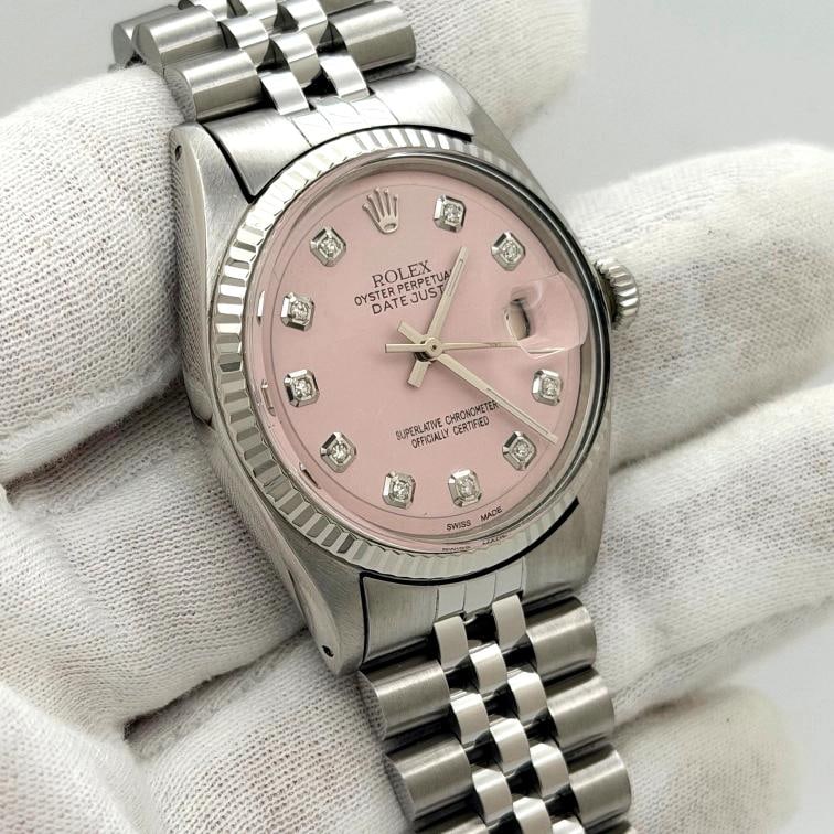 Rolex Datejust 1603 36mm Pink Diamond Dial 18k White Gold Stainless Steel - 2