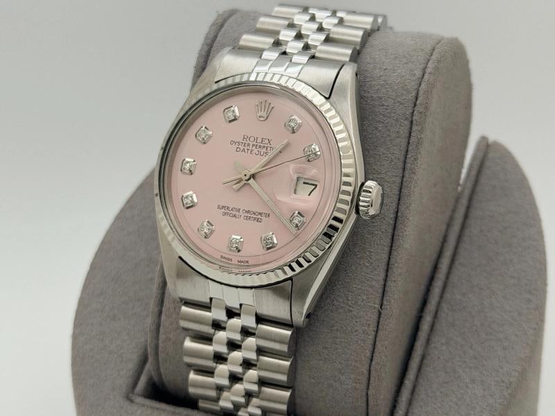 Rolex Datejust 1603 36mm Pink Diamond Dial 18k White Gold Stainless Steel - 4