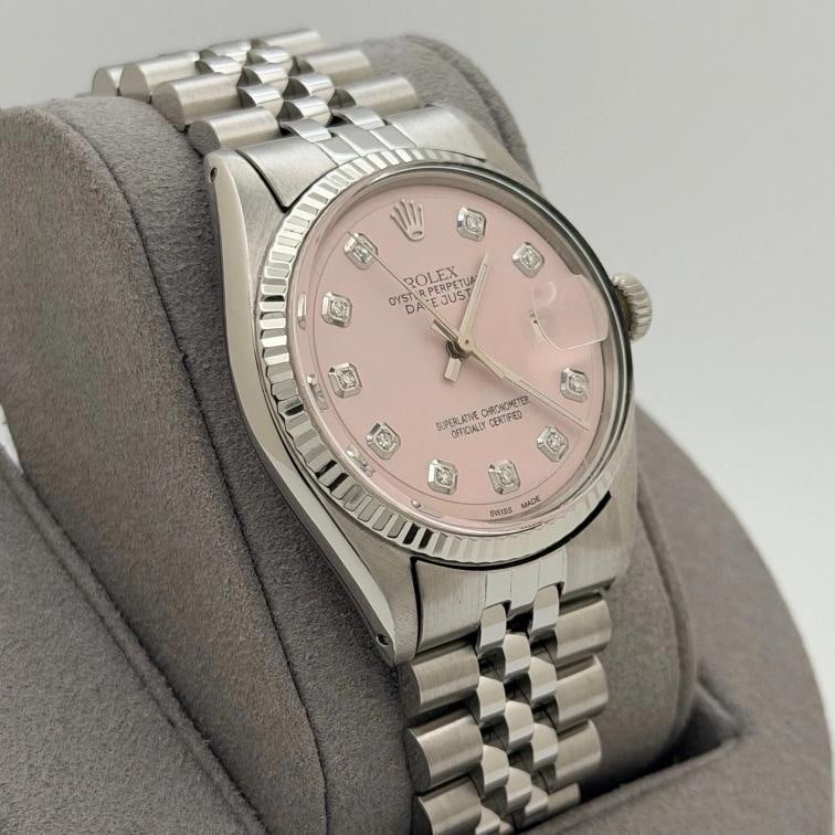 Rolex Datejust 1603 36mm Pink Diamond Dial 18k White Gold Stainless Steel - 6