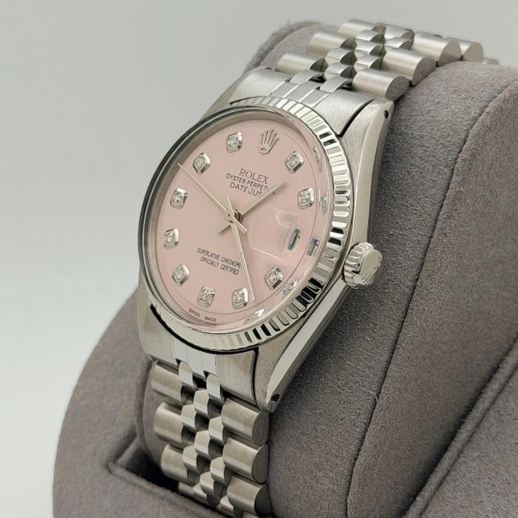 Rolex Datejust 1603 36mm Pink Diamond Dial 18k White Gold Stainless Steel - 7