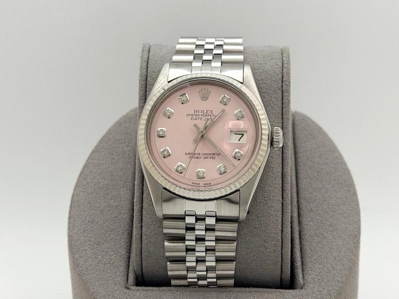Rolex Datejust 1603 36mm Pink Diamond Dial 18k White Gold Stainless Steel - 8