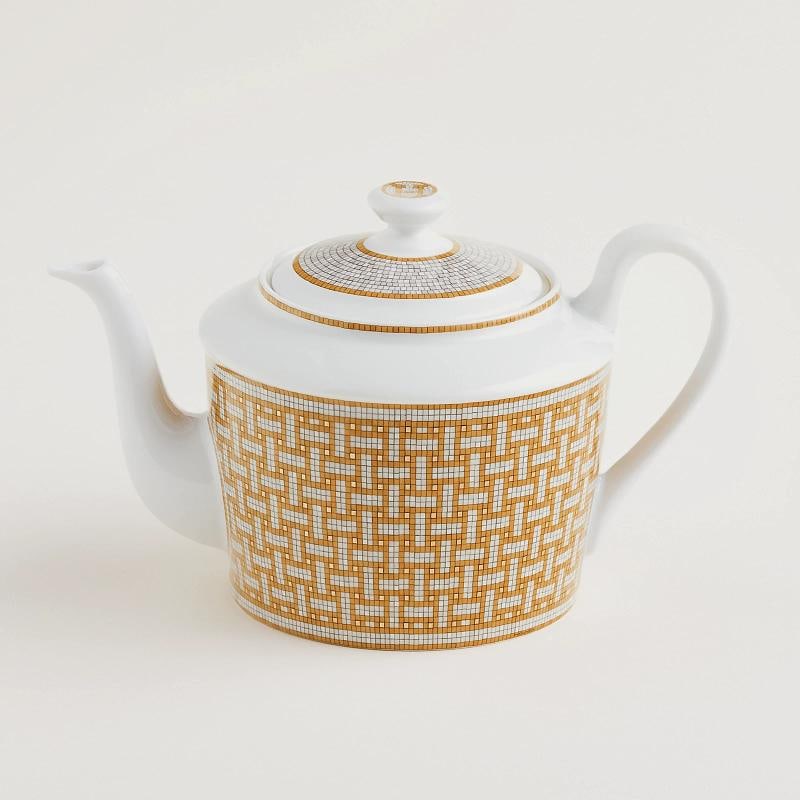 NEW HERMES MOSAIQUE AU 24 GOLD TEAPOT #P026018P BRAND NIB FRENCH PORCELAIN - 3