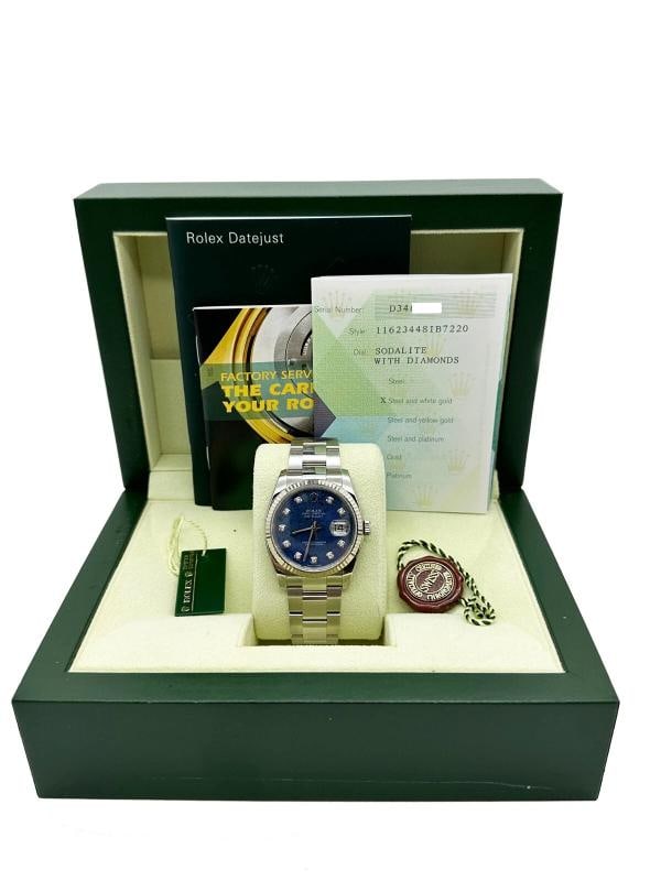 Rolex 116234 FACTORY Sodalite Diamond Dial Stainless 18K Gold Box Paper 2006 - 3