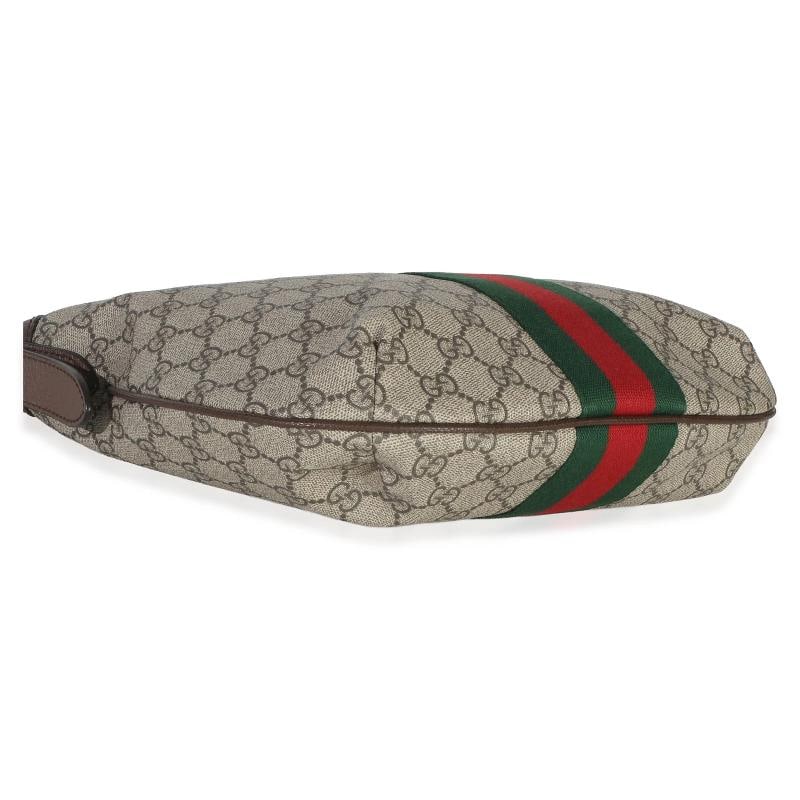 Gucci Brown Beige GG Supreme Canvas Dollar Calfskin Web Small Ophidia Half Moon - 8