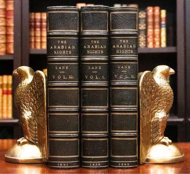1839 Thousand and One Nights Arabian Nights 1st Edition Fine Leather Illustrated: Binding: Leather,Place of Publication: London,Signed: No,Publisher: Charles Knight and Co,Subject: Literature & Fiction,Year Printed: 1839,Original/Facsimile: Original,Language: English,Illustrator: W
