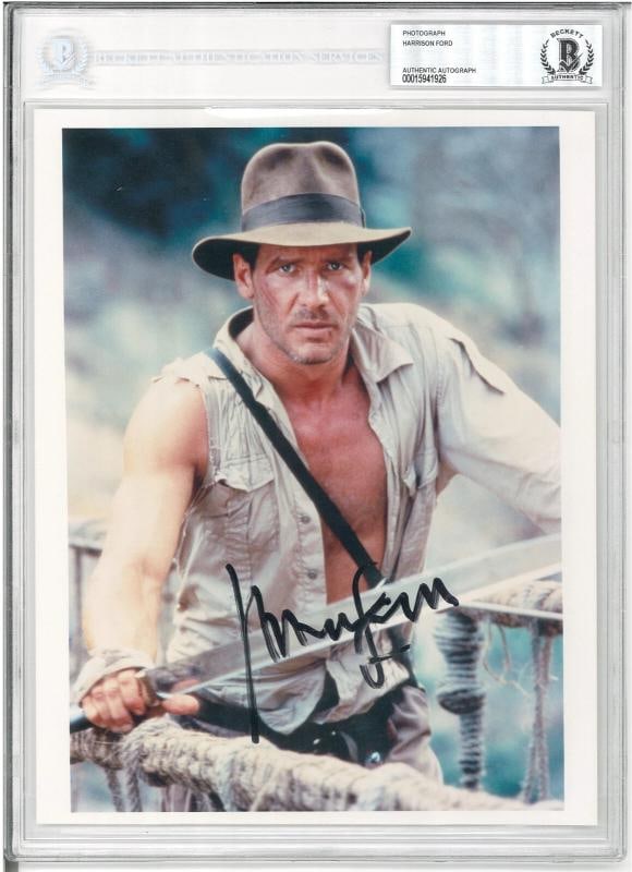HARRISON FORD SIGNED AUTOGRAPH SLABBED INDIANA JONES 8X10 PHOTO BECKETT BAS: Country of Origin: United States,Industry: Music,Size: 8X10,Signed: Yes,Autograph Authentication: Beckett,Object Type: Photograph,Original/Reproduction: Original