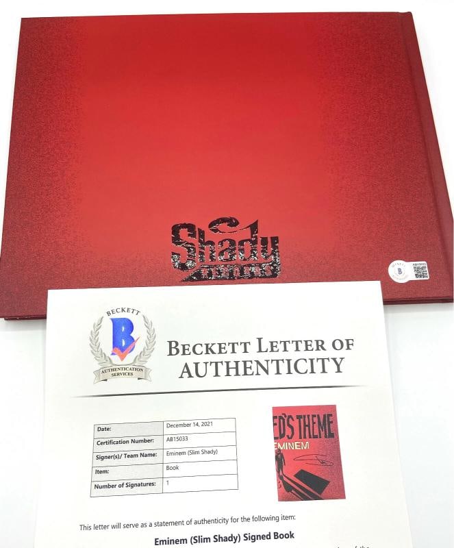 EMINEM SLIM SHADY MARSHALL MATHERS SIGNED AUTOGRAPH ALFRED'S THEME BOOK BAS 2 - 3