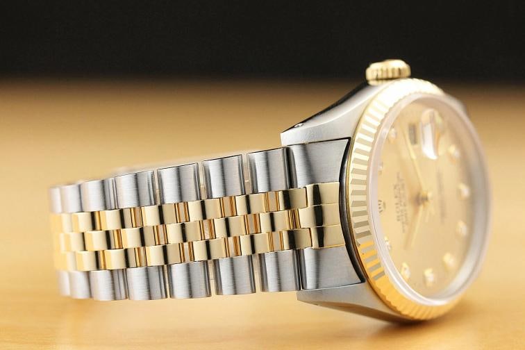 ROLEX MENS DATEJUST 16233 2-TONE CHAMPAGNE DIAMOND DIAL WATCH w/ ROLEX BAND - 7