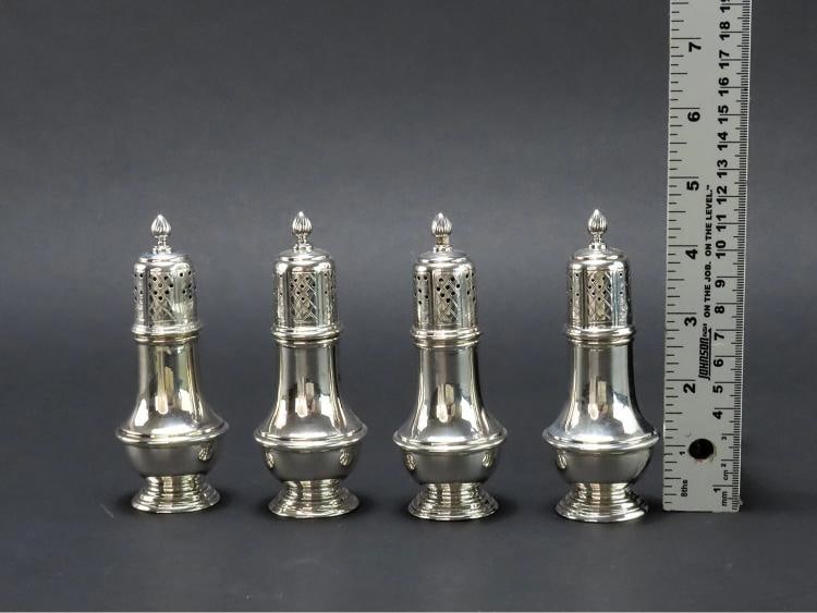 Handsome Set 4 Gebelein Sterling Silver Salt Pepper Casters Shakers c1915 - 6