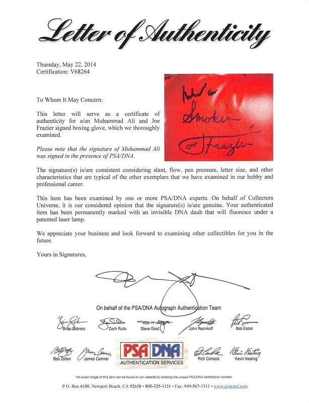 Muhammad Ali & Joe Frazier Signed Red Everlast Boxing Glove PSA/DNA #V68264 - 5