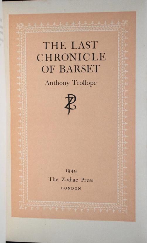 1949 The Chronicles of Barsetshire by Anthony Trollope Fine Bound by Zaehnsdorf - 10
