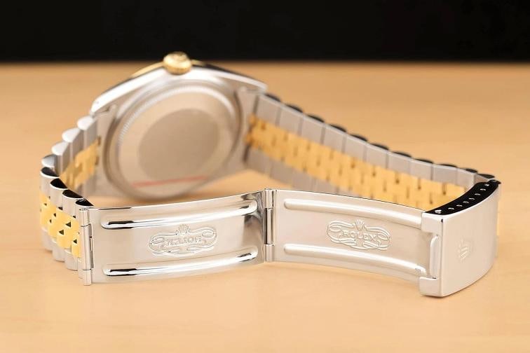 ROLEX MENS DATEJUST 16013 PINK DIAMOND 18K YELLOW GOLD STAINLESS STEEL WATCH - 10