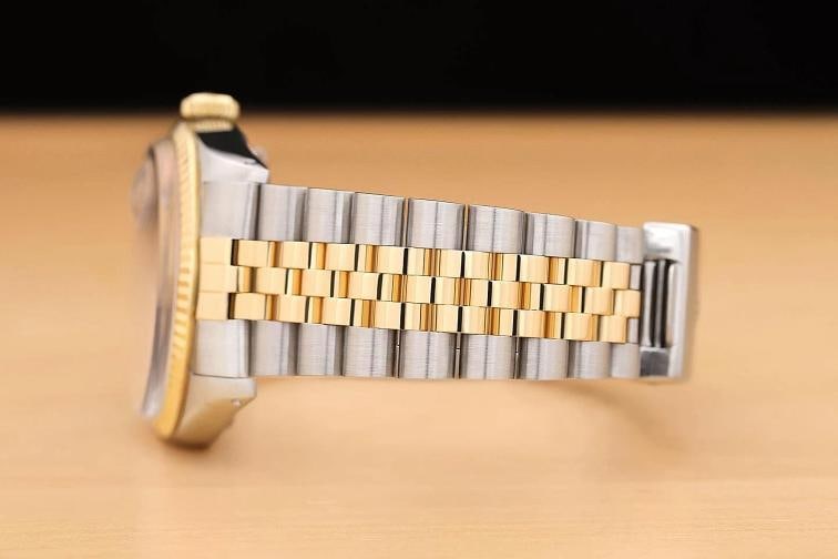 ROLEX MENS DATEJUST 16013 PINK DIAMOND 18K YELLOW GOLD STAINLESS STEEL WATCH - 5
