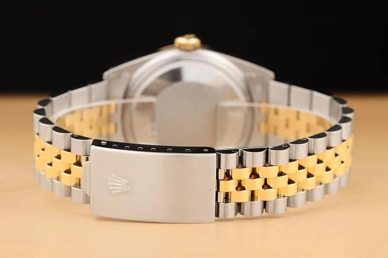 ROLEX MENS DATEJUST 16013 PINK DIAMOND 18K YELLOW GOLD STAINLESS STEEL WATCH - 6