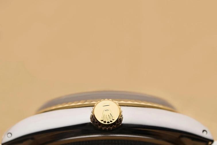 ROLEX MENS DATEJUST 16013 PINK DIAMOND 18K YELLOW GOLD STAINLESS STEEL WATCH - 9